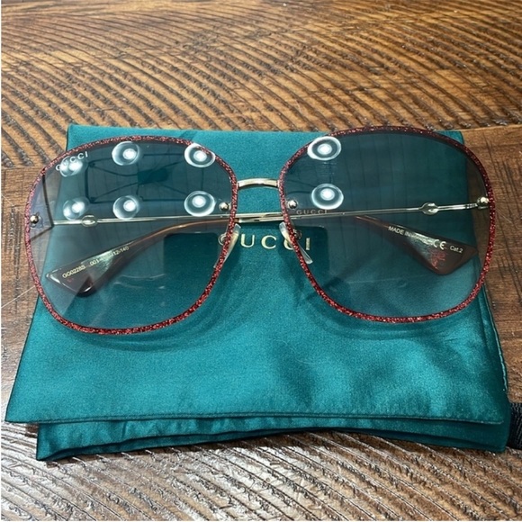 GUCCI GG0228S Oversized Glitter Sunglasses - Picture 6 of 14
